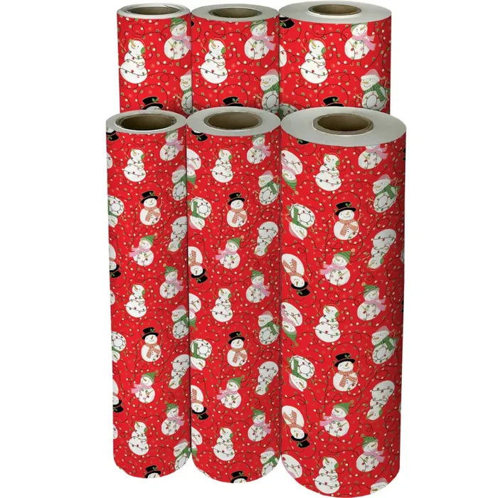 Gift Wrap - Snowmen & Lights - Recycled Fiber
