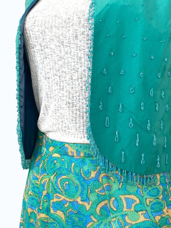 gilet in tessuto e perline donna