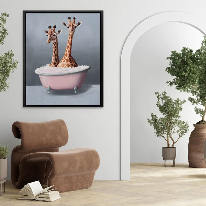 Giraffes In The Bath - Bathtub Art for Living Room