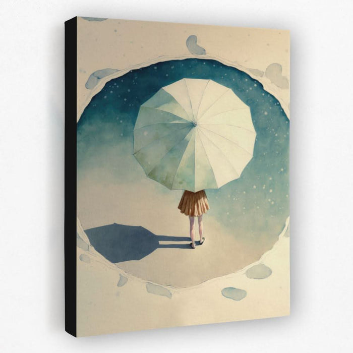 Girl with Umbrella - Feminine Canvas Wall Art