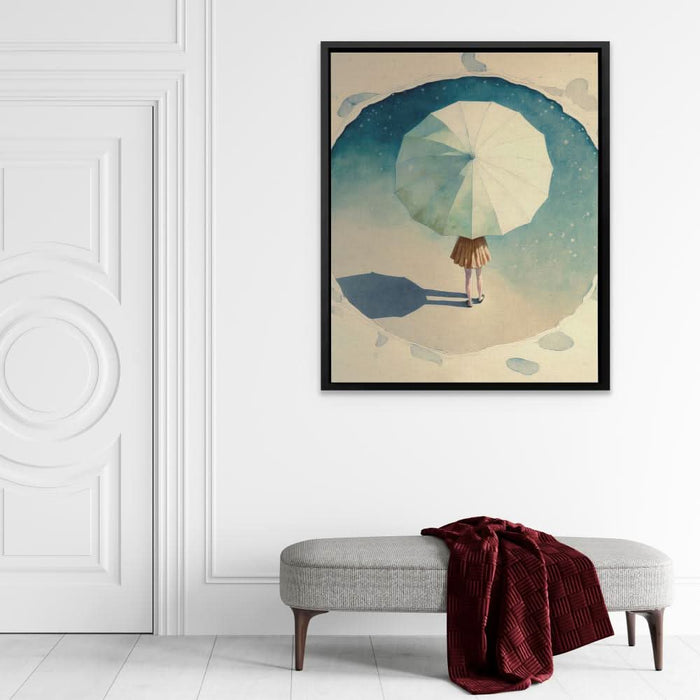 Girl with Umbrella - Feminine Art for Living Room