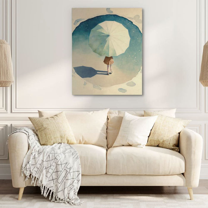 Girl with Umbrella - Large Modern Canvas Print