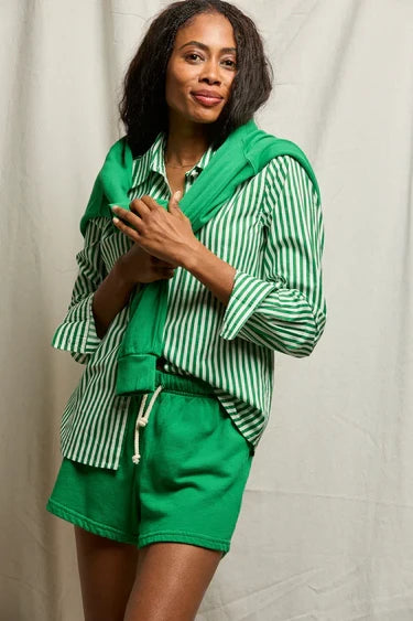Gisele Button Up-Green Stripe