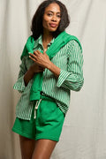 Gisele Button Up-Green Stripe