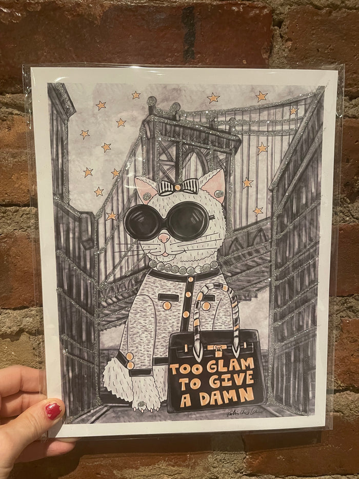 Glam Cat Glitter Art Print