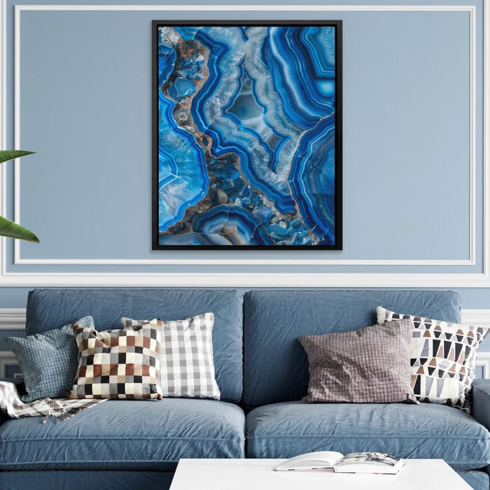 Glow of Blue Quartz - Modern Wall Art in Black Frame