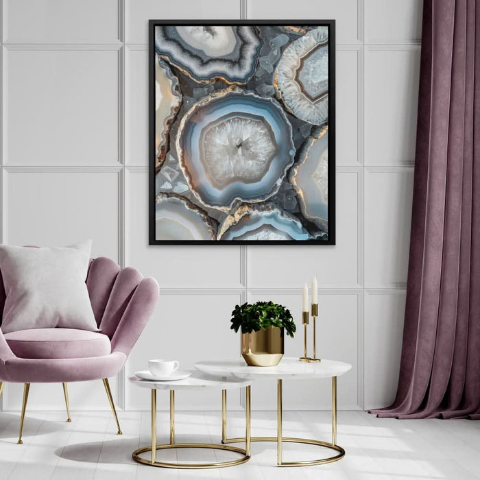 Glow of White Crystal - Abstract Wall Art in Black Frame