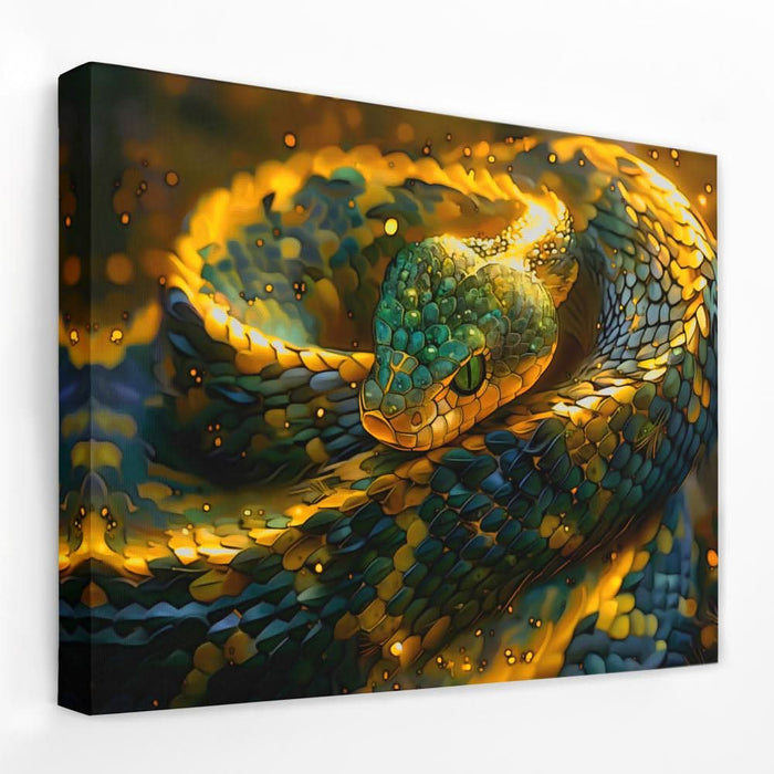 Glowing Gold Snake - Animals Canvas Wall Art