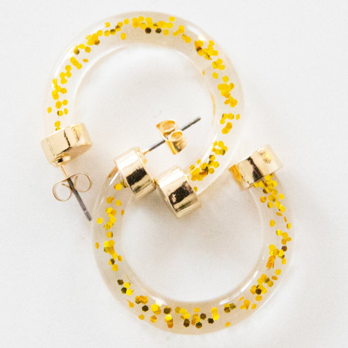 Gold Glitter Mini Hoop Earrings