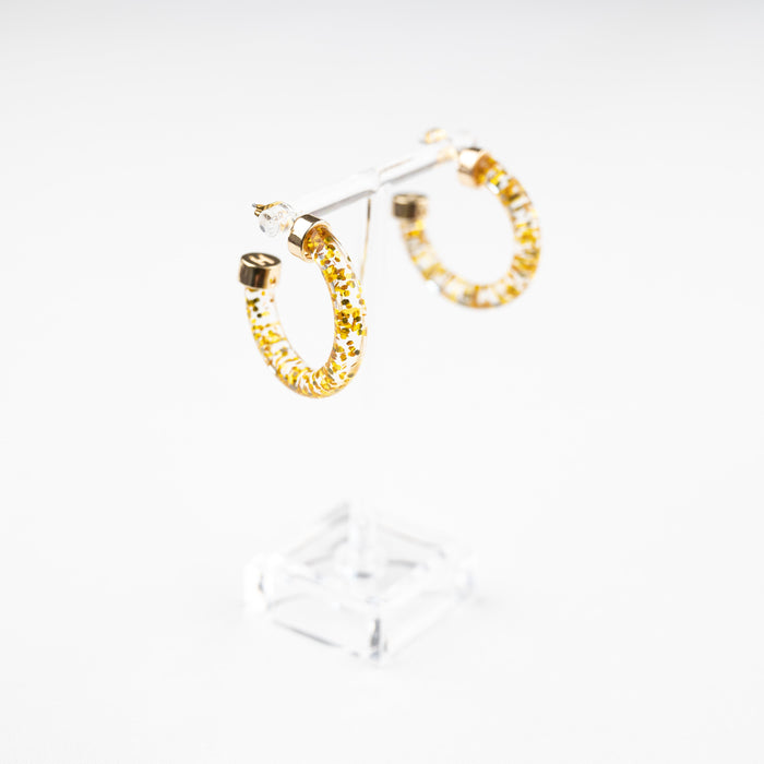 Gold Glitter Mini Hoop Earrings
