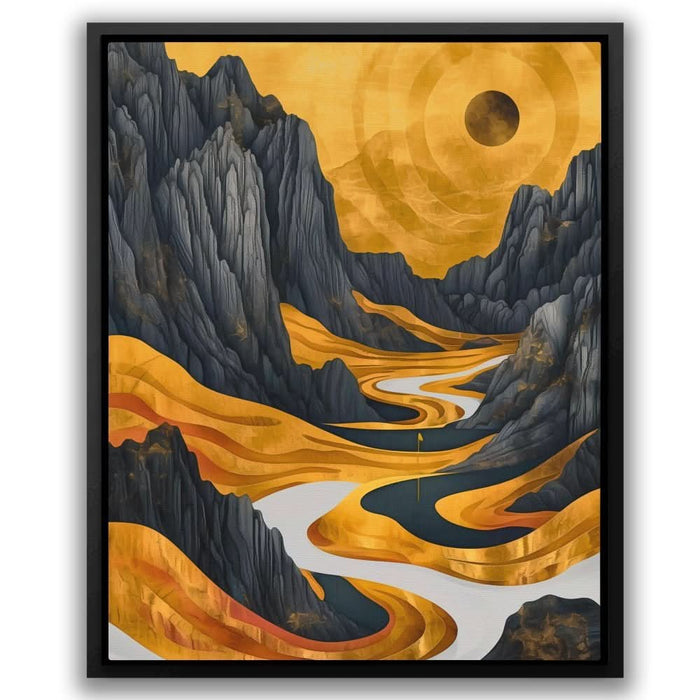 Gold Golf Course - Black Gold and White Art for Home Office
