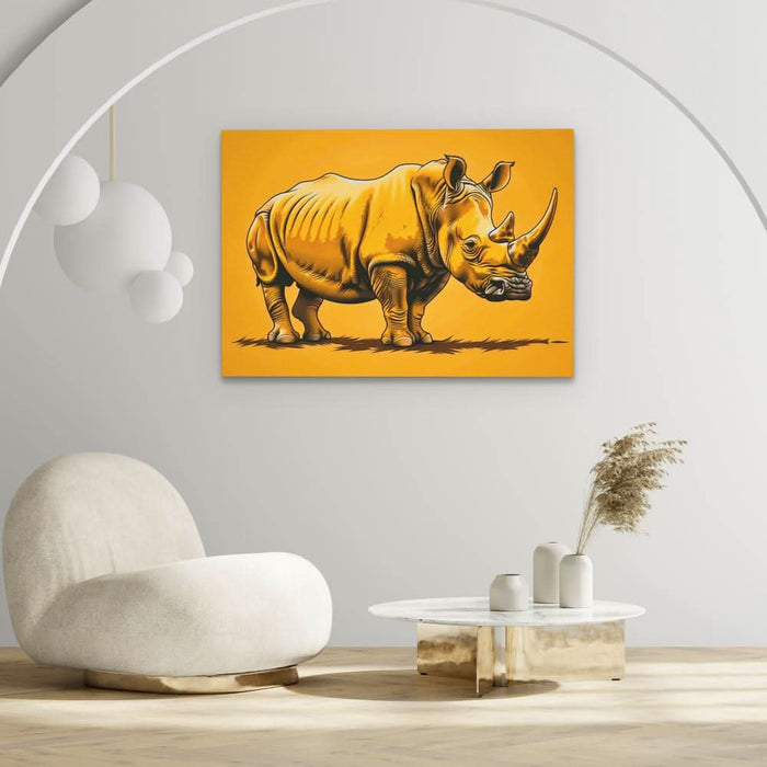 Gold Rhino Glory - Modern Black and Gold Canvas Wall Art