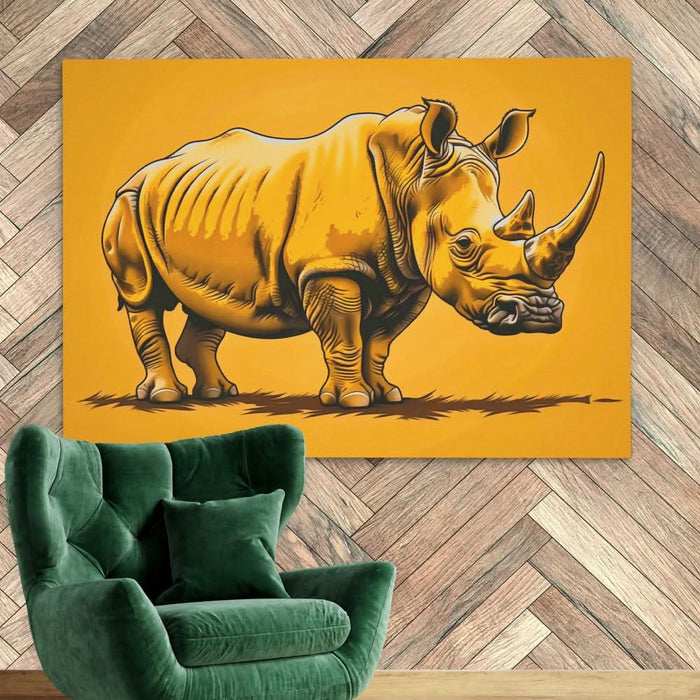Gold Rhino Glory - Large Modern Canvas Print