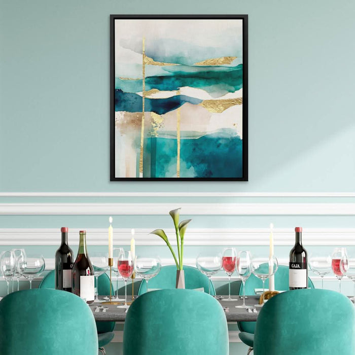 Gold Sky - Abstract Wall Art in Black Frame
