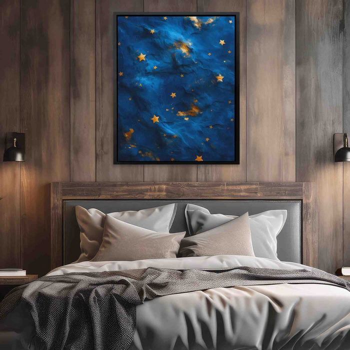 Gold Stars - Abstract Wall Art in Black Frame