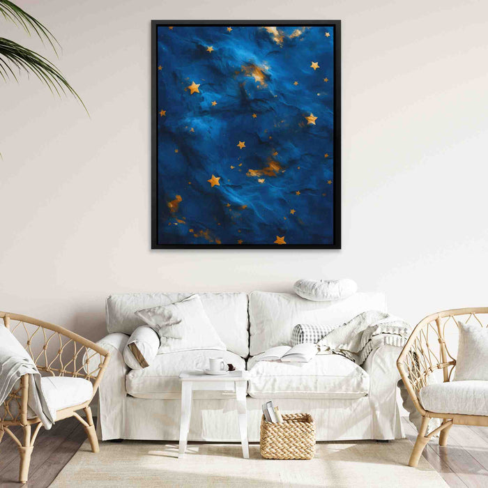 Gold Stars - Stars Wall Art in Black Frame