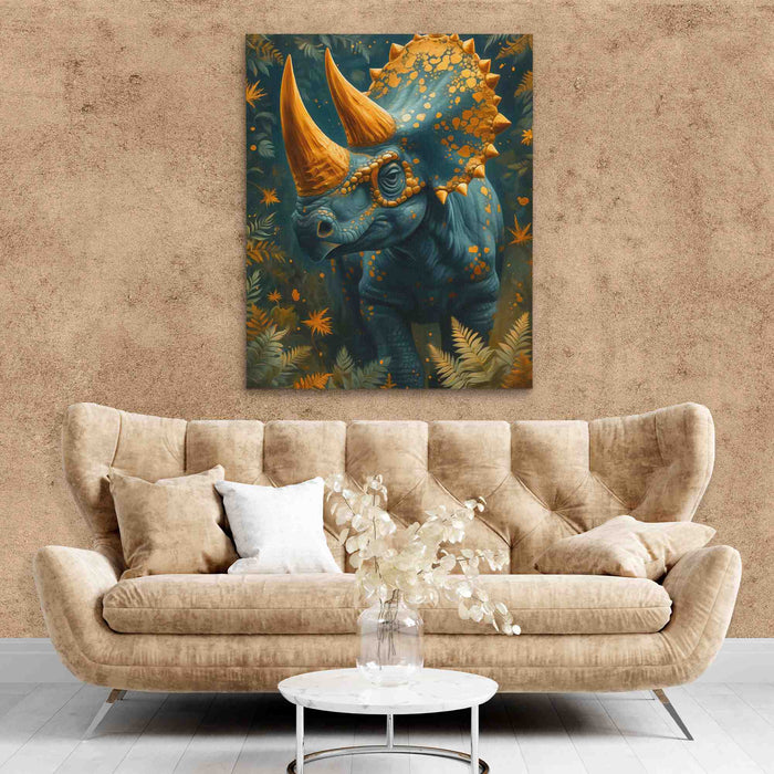 Gold Triceratops - Animals Art
