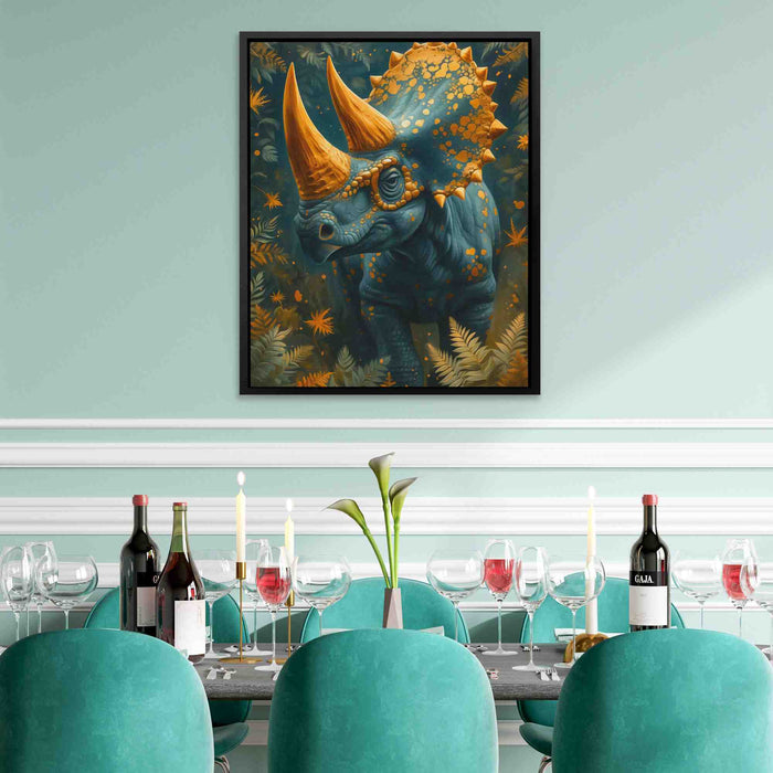 Gold Triceratops - Gold Canvas Wall Art