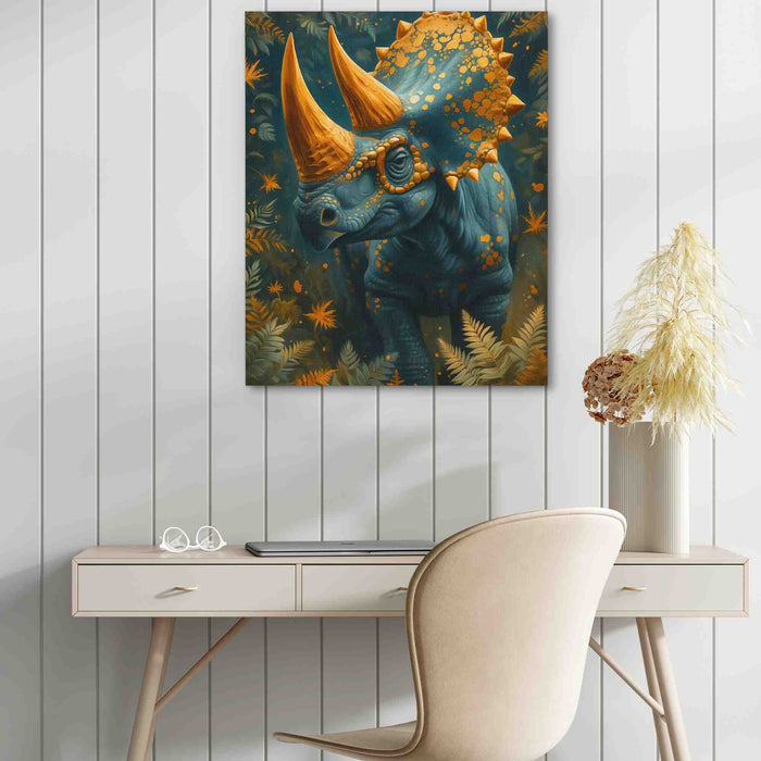 Gold Triceratops - Large Canvas Print