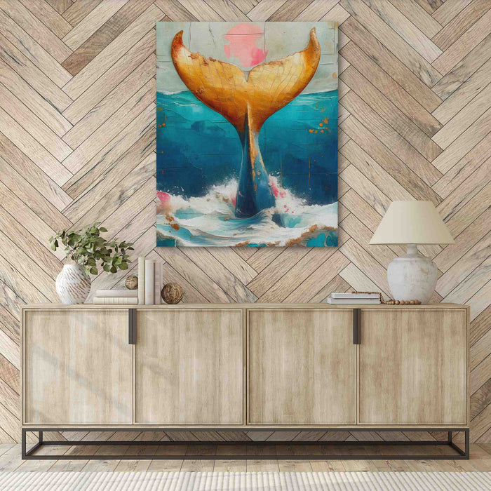 Gold Whale Tail - Animals Art