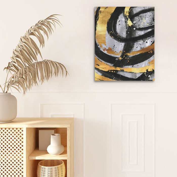 Golden Circles Abstract - Modern Gold Canvas Wall Art