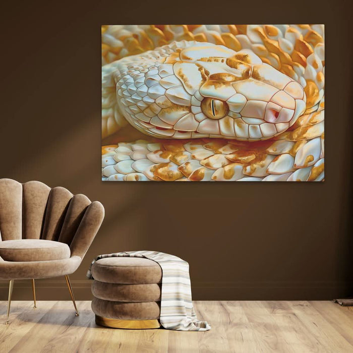 Golden Eyed Snake - Modern Gold Canvas Wall Art