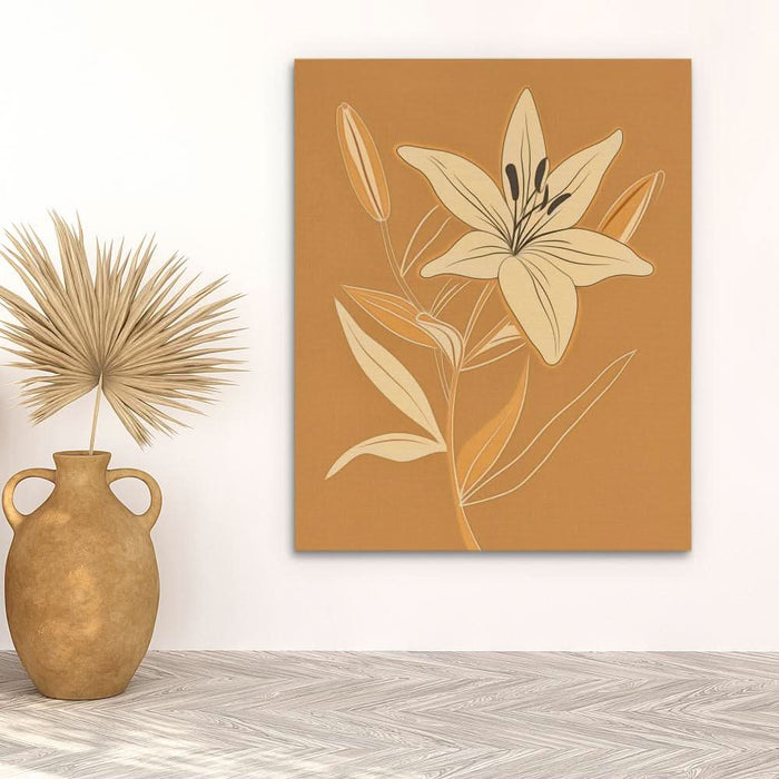 Golden Lily Grace - Botanical Art for Bedroom