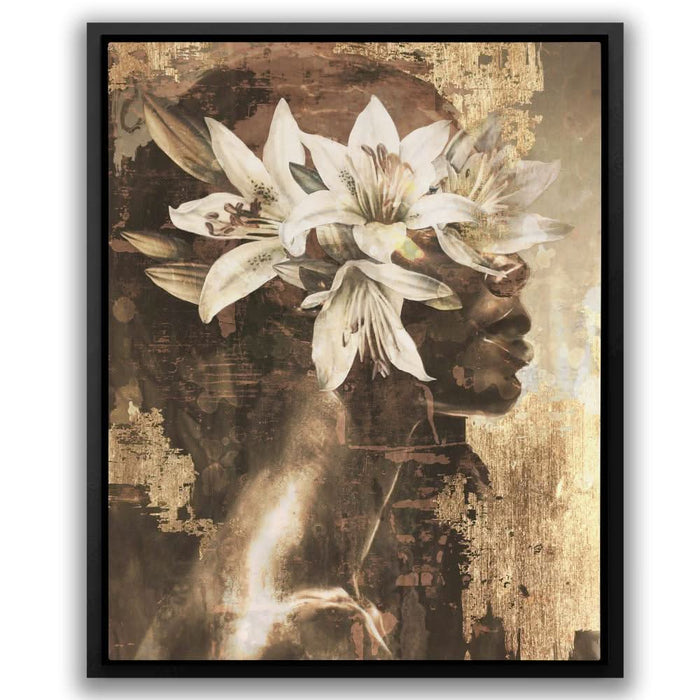 Golden Lily Maiden - Floral Canvas Wall Art