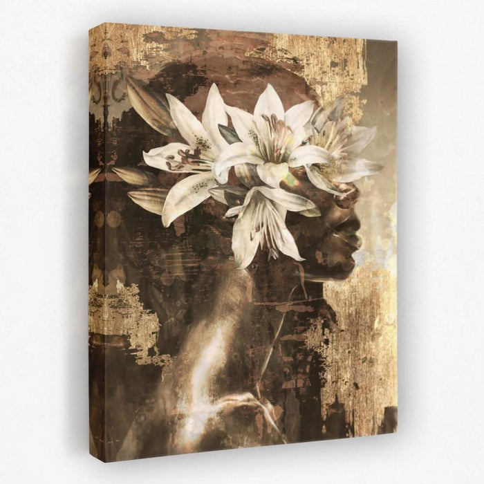 Golden Lily Maiden - Abstract Gold Canvas Wall Art