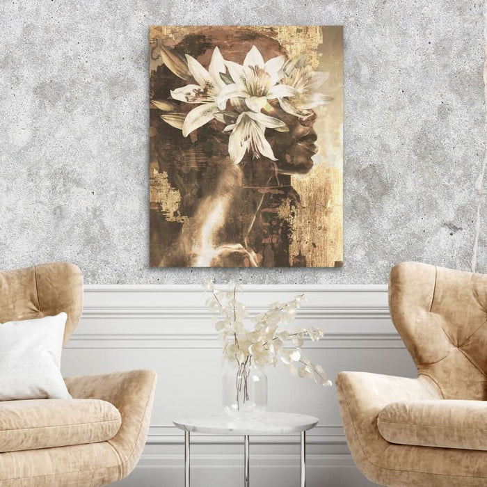 Golden Lily Maiden - Large Abstract Canvas Print