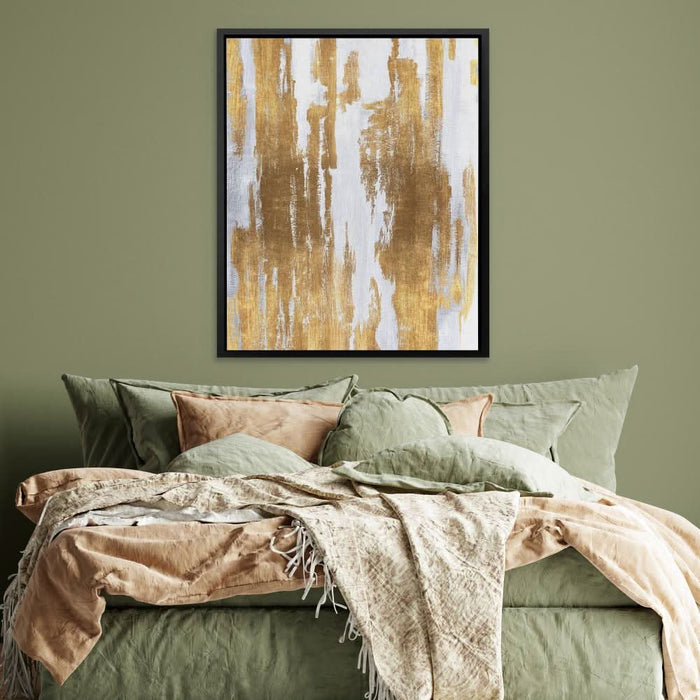 Golden Lines - Abstract Wall Art in Black Frame