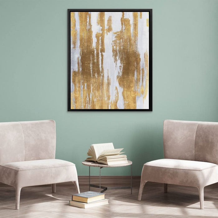 Golden Lines - Minimalist White Canvas Wall Art