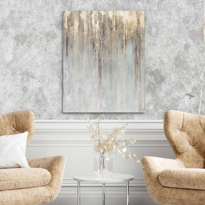 Golden Smudges - Abstract Wall Art in Black Frame