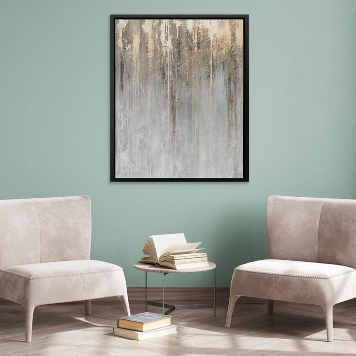 Golden Smudges - Gray Art for Bathroom