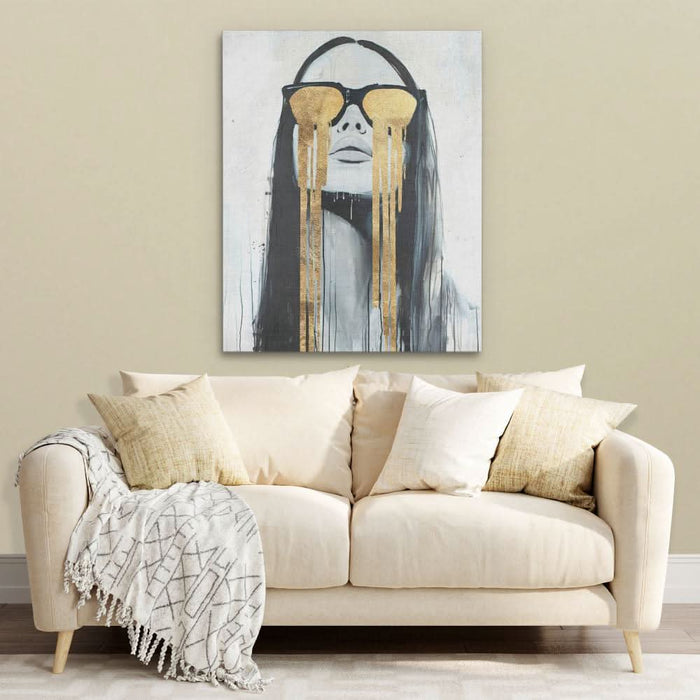Golden Tears - Modern Gold Canvas Wall Art