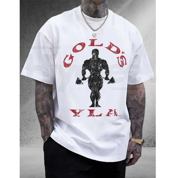 Gold's Gym Weightlifting Graphic Tee – Men's 100% Cotton Bodybuilding T-Shirt