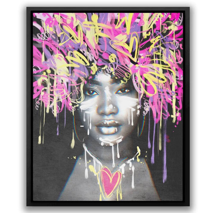 Graffiti Hair - Modern Wall Art in Black Frame