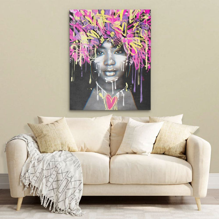 Graffiti Hair - Pop Art Canvas Wall Art