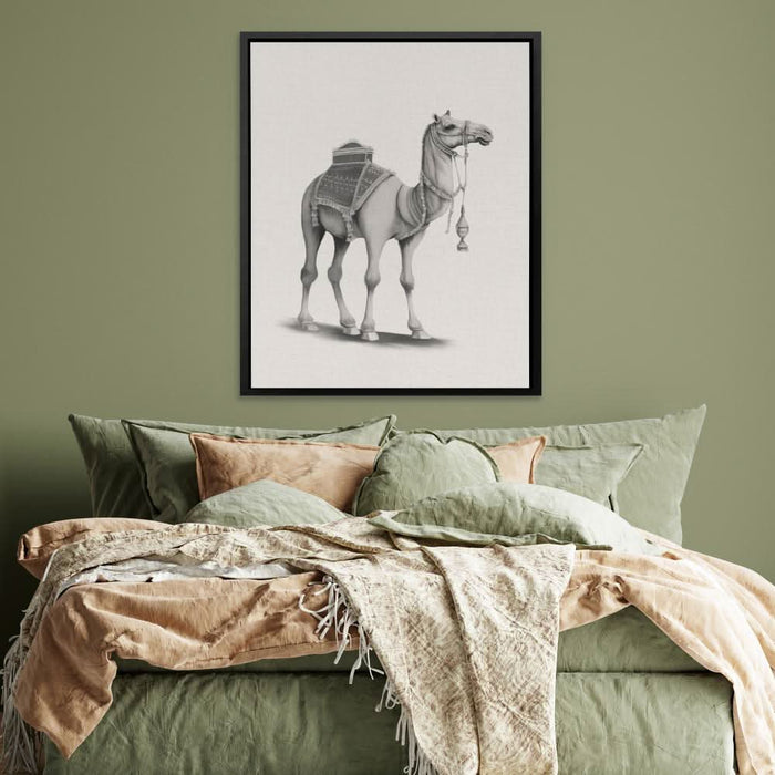 Graphic Camel - Modern Wall Art in Black Frame