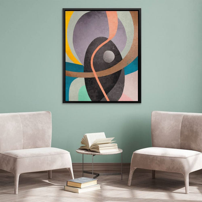 Gray Circle Around Lines - Pastel Wall Art