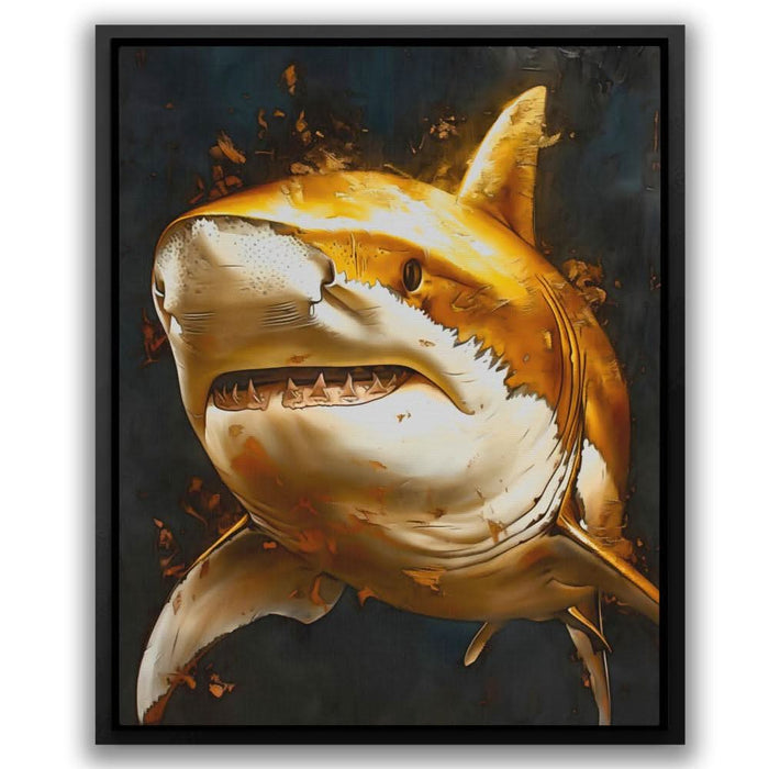 Great Gold Shark - Beach House Canvas Wall Art