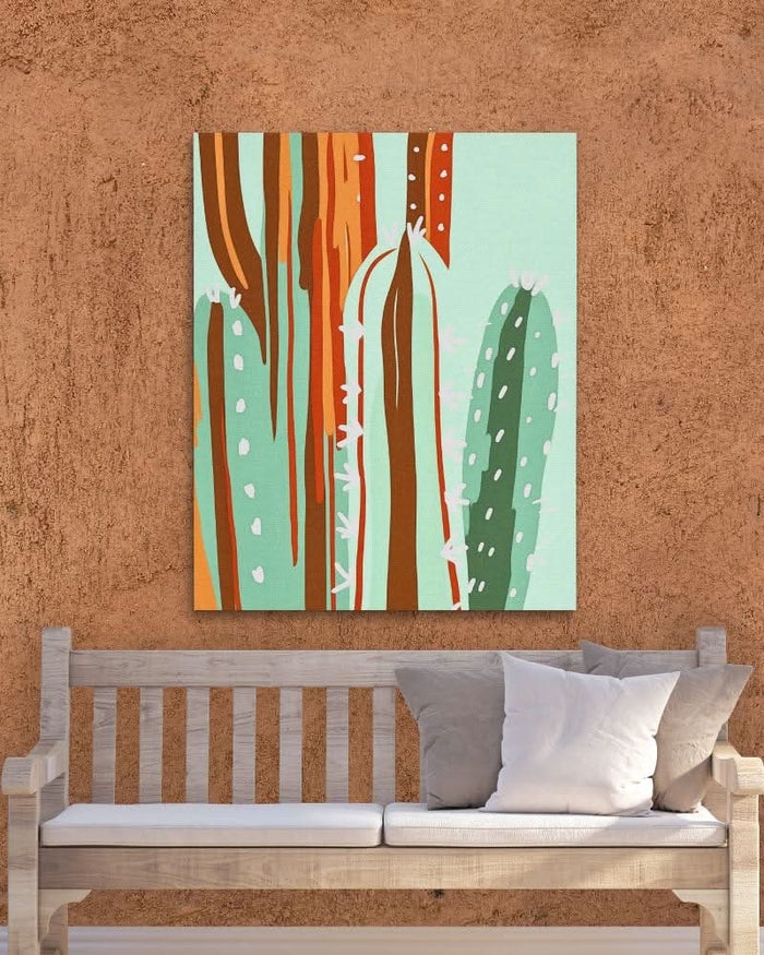 Green Desert Cactus - Earth Tones Cactus Canvas Print
