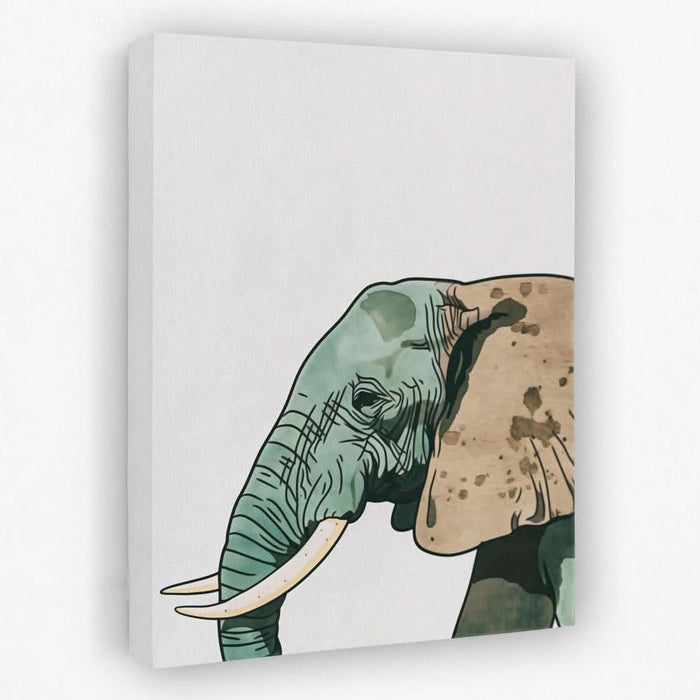 Green Elephant - Animals Canvas Wall Art