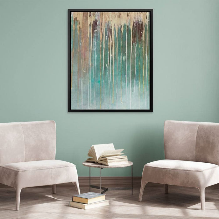 Green Wall Gold - Abstract Wall Art in Black Frame