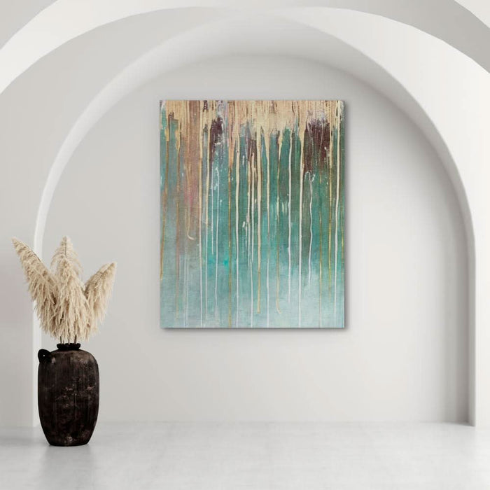 Green Wall Gold - Large Abstract Canvas Print