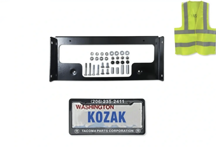 Kozak Bumper Guard Bracket (205920) Compatible with Ford Transit Van 2014+ Plus License Plate Holder and Frame, Kozak Vest