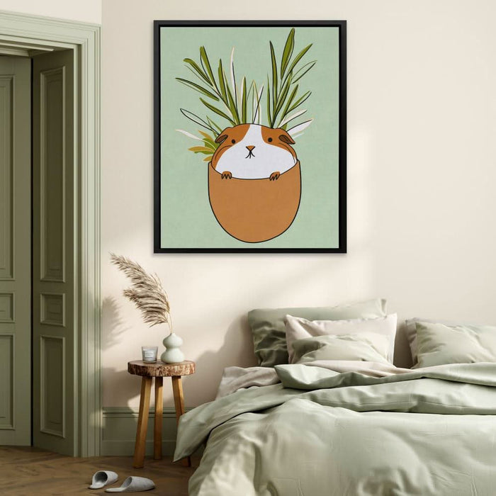 Guinea Pig in a Cup - Guinea Pig Wall Art in Black Frame