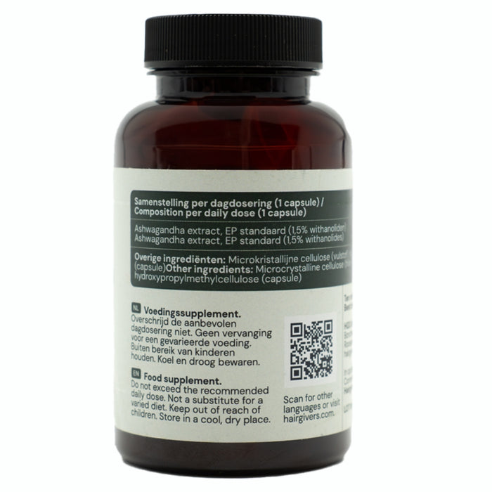 Hairgivers Ashwagandha supplement 500 mg | 60 capsules (vegan)