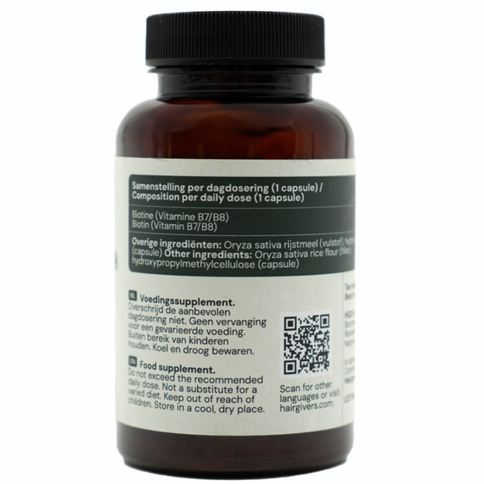 Hairgivers Biotin supplement 1000 mcg | 60 capsules (Vitamin B7)