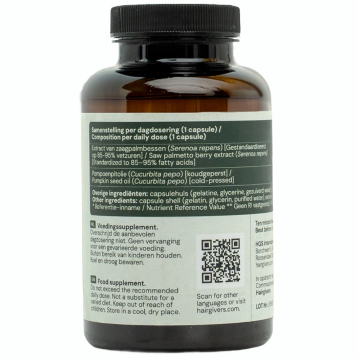 Hairgivers Saw palmetto supplement 320 mg | 180 capsules (Serenoa repens)